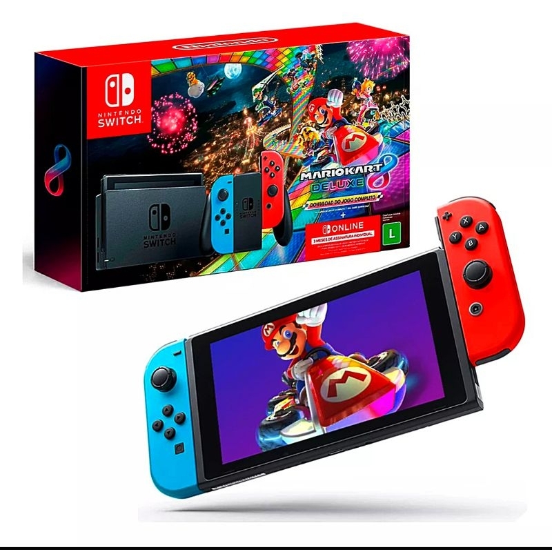 Console Nintendo Switch Neon + Mario Kart Deluxe 8 + 3 meses de