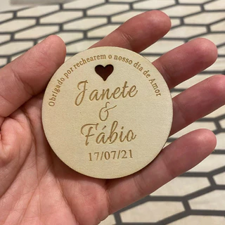Kit Lembrancinhas imã de geladeira casamento, aniversário personalizado com nome e data em mdf cru 3mm