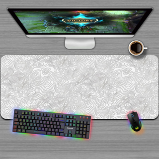 Mousepad Gamer, Tamanhos variados - LINES MAPA ABSTRATO BRANCO