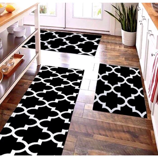 kit 3 tapetes passadeira para Decoração com antiderrapante geometrico Luxo Premium