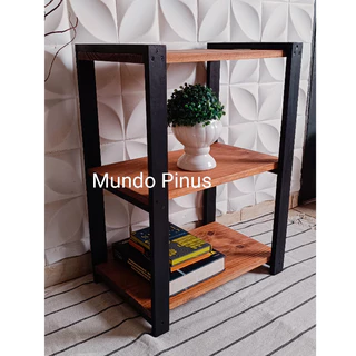Mesa de cabeceira Estante Quarto com 3 Prateleiras em madeira