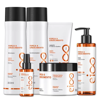 Kit Eico Professional Força & Crescimento Shampoo Condicionador Mascara Fluido Leave-in Tonico