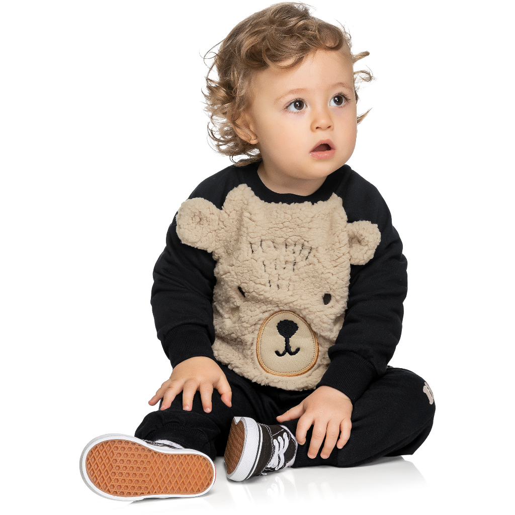 Conjunto infantil de moletom e pelo Angerô menino ursinho - 3 anos ...