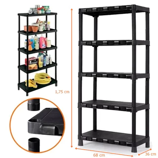 Estante Plástica organizadora multiuso Grande, 175cm x 68cm x 36cm 5 Prateleiras, ideal para cozinha, livros, ferramentas, objetos, sala, mercearia, quitanda, mercadinho , bomboniere, depósito , estoque, arrumação, multiuso.