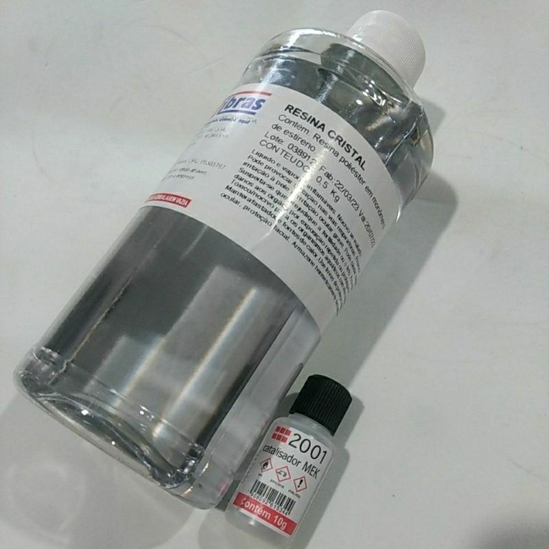 resina poliester cristal transparente artesanato hobies 0,500kg