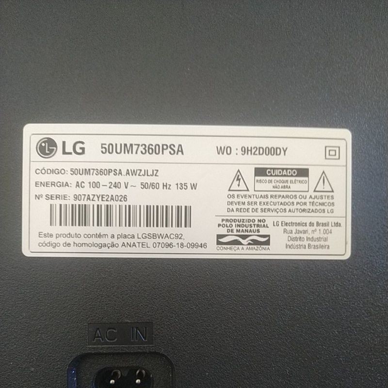 peças para tv LG 50um7360psa