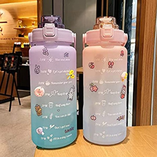 Garrafa De Água Motivacional De Grande Capacidade Portátil De 2000ML Em Degradê