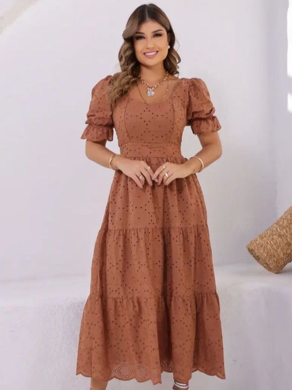 Vestido Plus laise lese LESIE algodão MIDI moda evangelica cristã