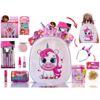 Mochila Unicórnio com Maquiagem infantil Completo com Tiara Unicórnio e Acessórios-BZ131