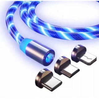 Kit com 5 Cabo Magnético de LED 3 em 1(Micro, lighting e type-C)
