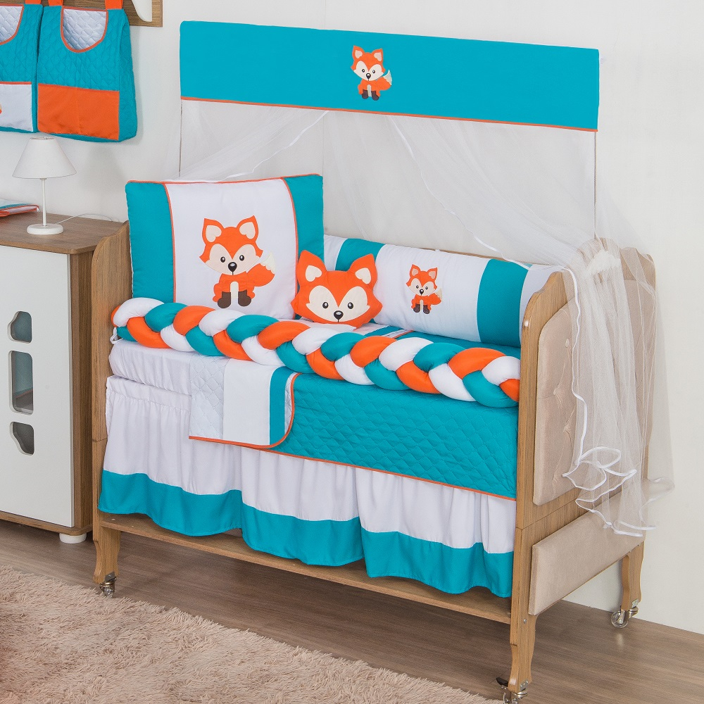 Kit Mini Berço Raposa Tiffany 10 Peças