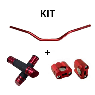 Guidão Esportivo Para Moto Universal Pronta Entrega Envio Rápido + Alongador De Guidom Moto 26MM + Par de Manopla Punho De Alumínio Modelo
