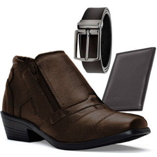 Sapato Bota Masculino Botina Agroboy Combo Kit Fazendeiro Roça Fazenda Botinha Roçeiro Promoção Confortável Country
