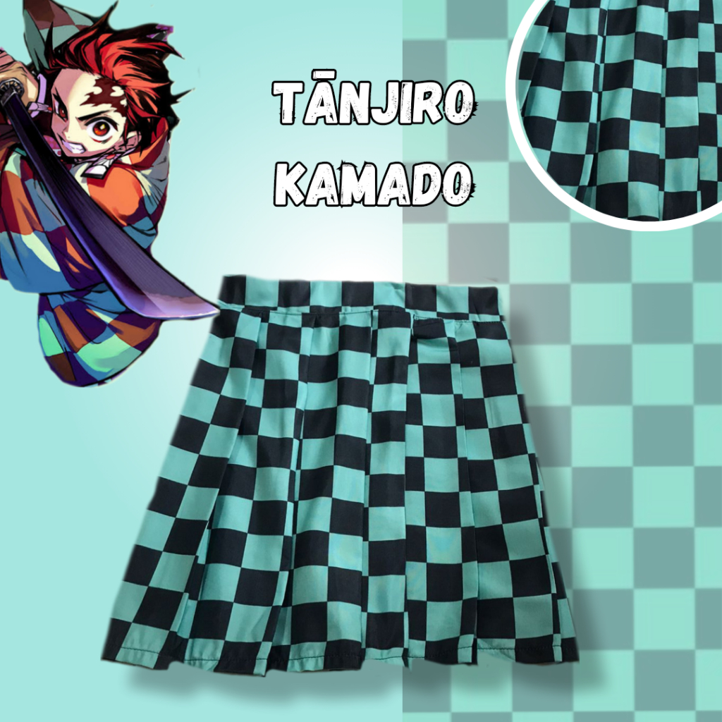 saia colegial pregas demon slayer kimetsu no yaiba