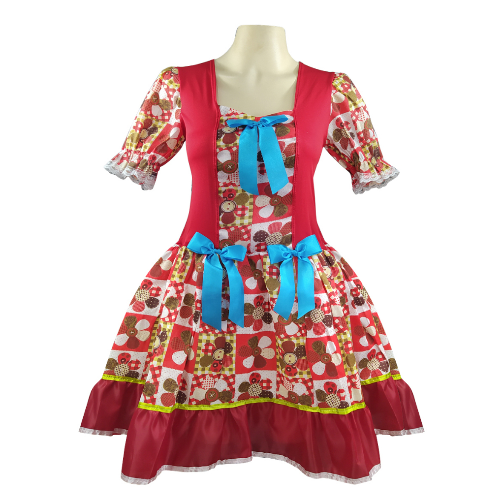 Vestido Feminino Adulto Junino Festa Quadrilha Caipira Shopee Brasil