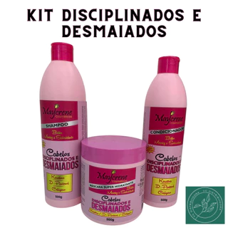 kit capilar desmaiados e disciplinados brlho e maciez (shp+cond+masc) 3x500 g maycrene