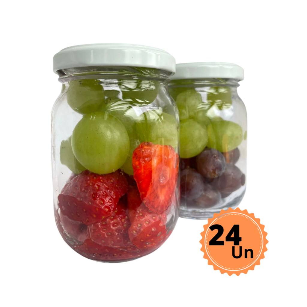 KIT c/24 Potes de Vidros 267ml c/Tampas Metálicas - Multiuso