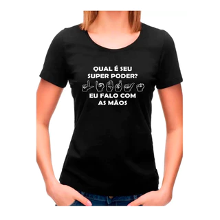 camiseta baby look feminina libras sinais surdo mudo barato