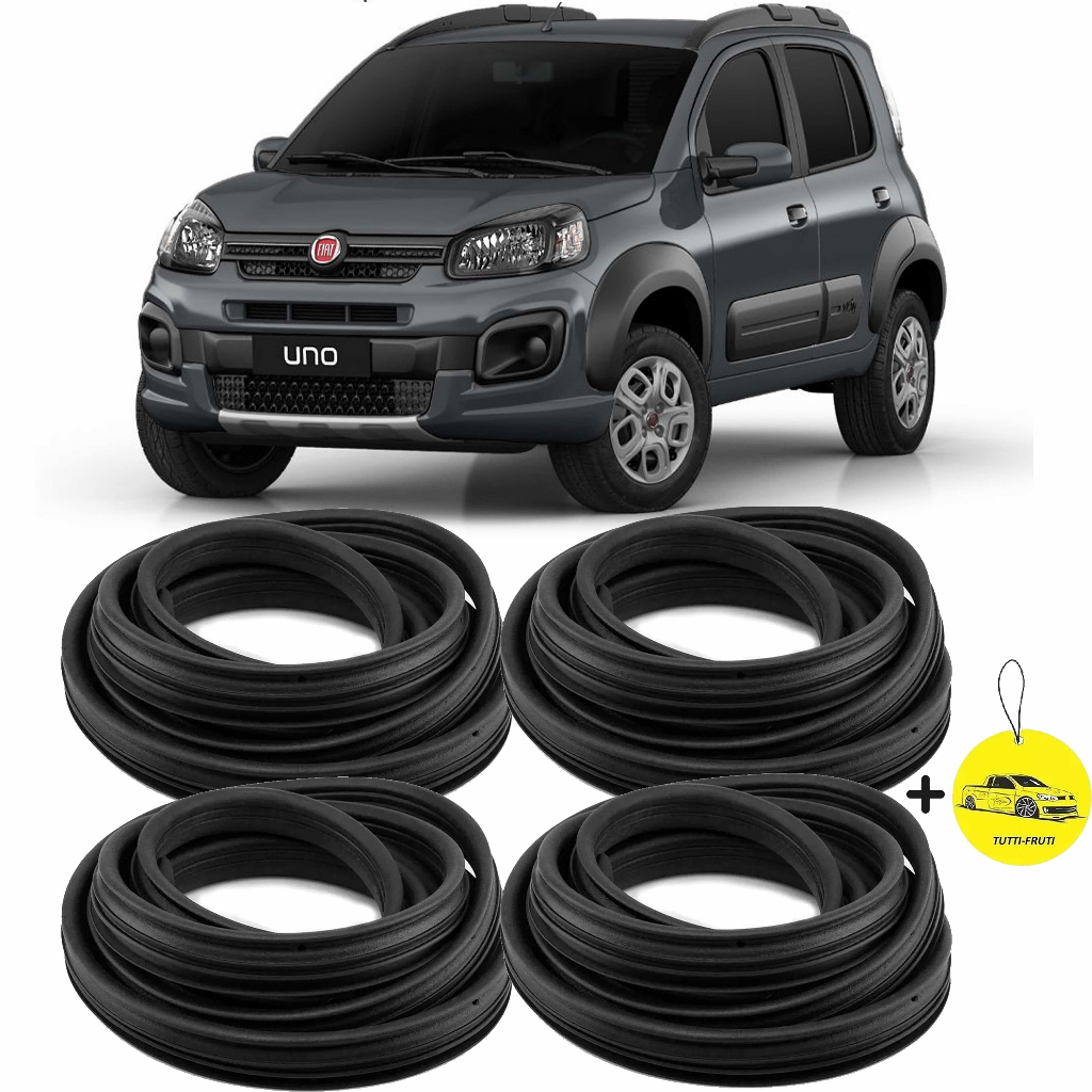 4 Borrachas de Vedação da Porta Uno Way Vivace Drive Novo Uno - Kit 4 Peças Dianteira e Traseira