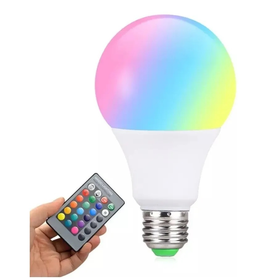 Lâmpada Rgb Spot E27 Led 3w 16 Cores Controle Cromoterapia