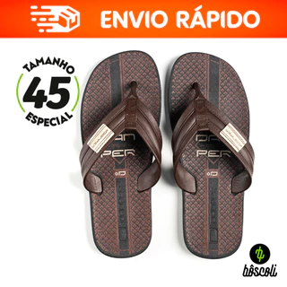 Chinelo de dedo Masculino Adulto Tamanho Especial Número 45 Marrom