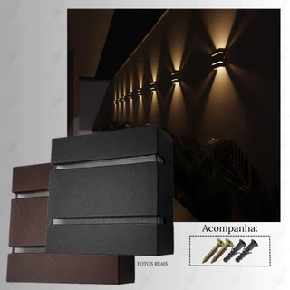 Luminária de Parede Externa e Interna Arandela Slim 2 Focos com Frisos Quarto Corredor Garagem Escada Escritório Muro Bivolt