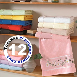 Kit 12 Toalhas de Lavabo Ponto Cruz para Bordar Dohler Bella com Etamine