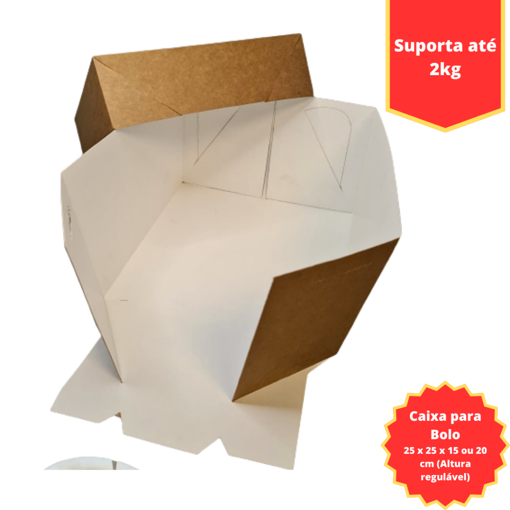 20 Caixas para Bolos de até 2kg em Papel Cartão 25x25x20cm | Shopee Brasil