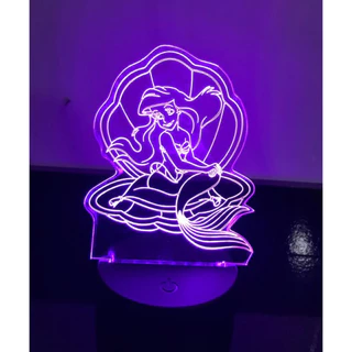 Luminária abajur infantil Sereia. luminária 3d com opção de gravar o nome no acrílico
