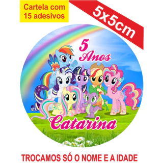 2 Cartela de Adesivos (30 unidades) My Little Pony Personalizados 5x5cm Festa Aniversário Lembrancinha