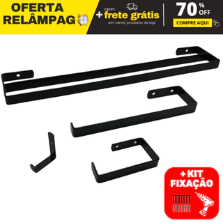 Kit Suportes para Banheiro com 4 Acessórios Toalheiro Duplo | Decoração