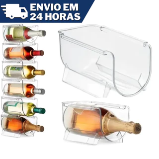 Kit 2x Suporte Garrafas Vinhos Champanhe Organizador Empilhável Em Acrilico