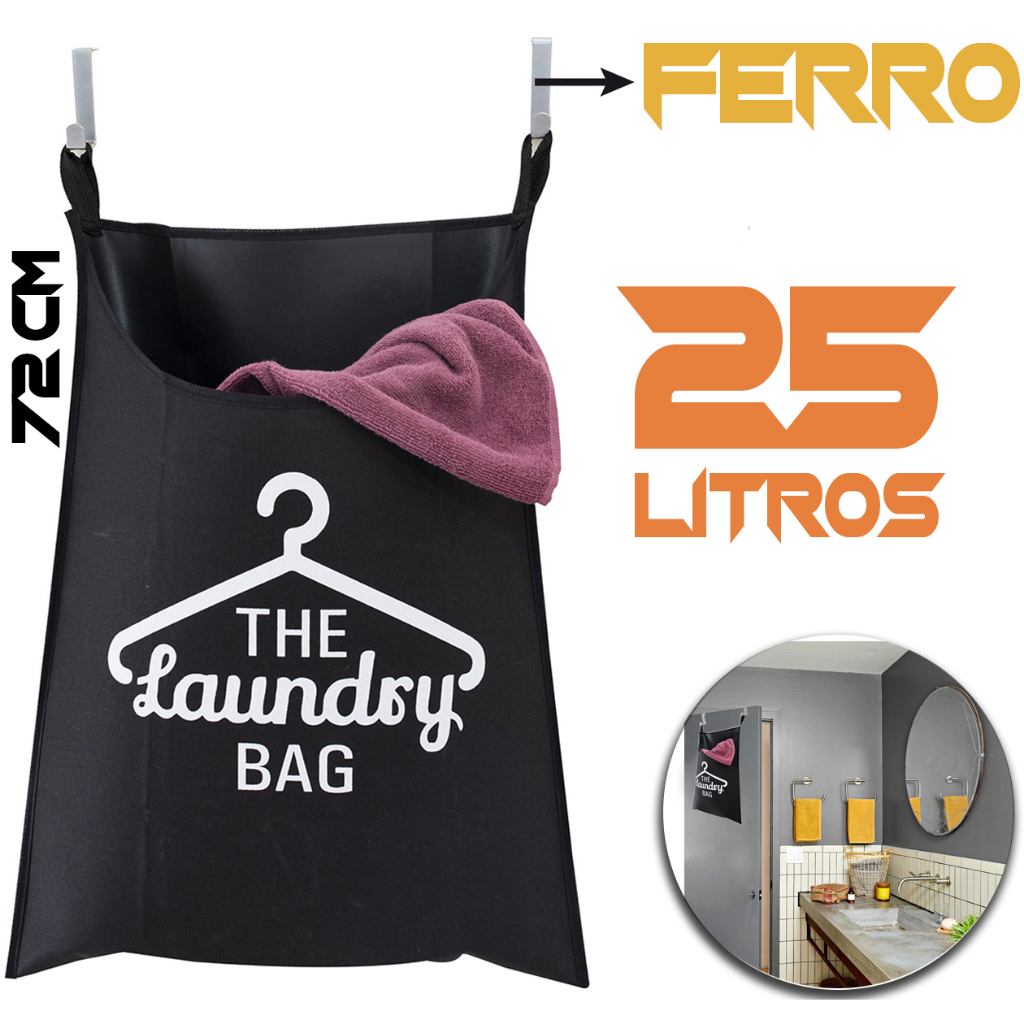 Cesto de Roupa Suja para Pendurar Porta Janela Organizador 25 Litros Secalux