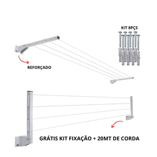 Varal De Roupa Retrátil Parede Muro Apartamento Casa