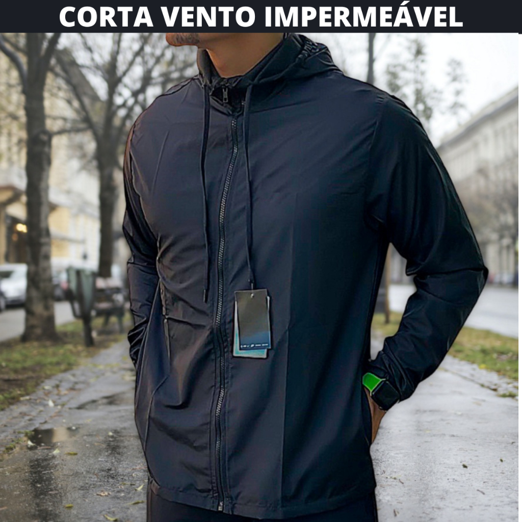 Corta Vento Masculina Impermeável Semi Forrada PRETO LediWear