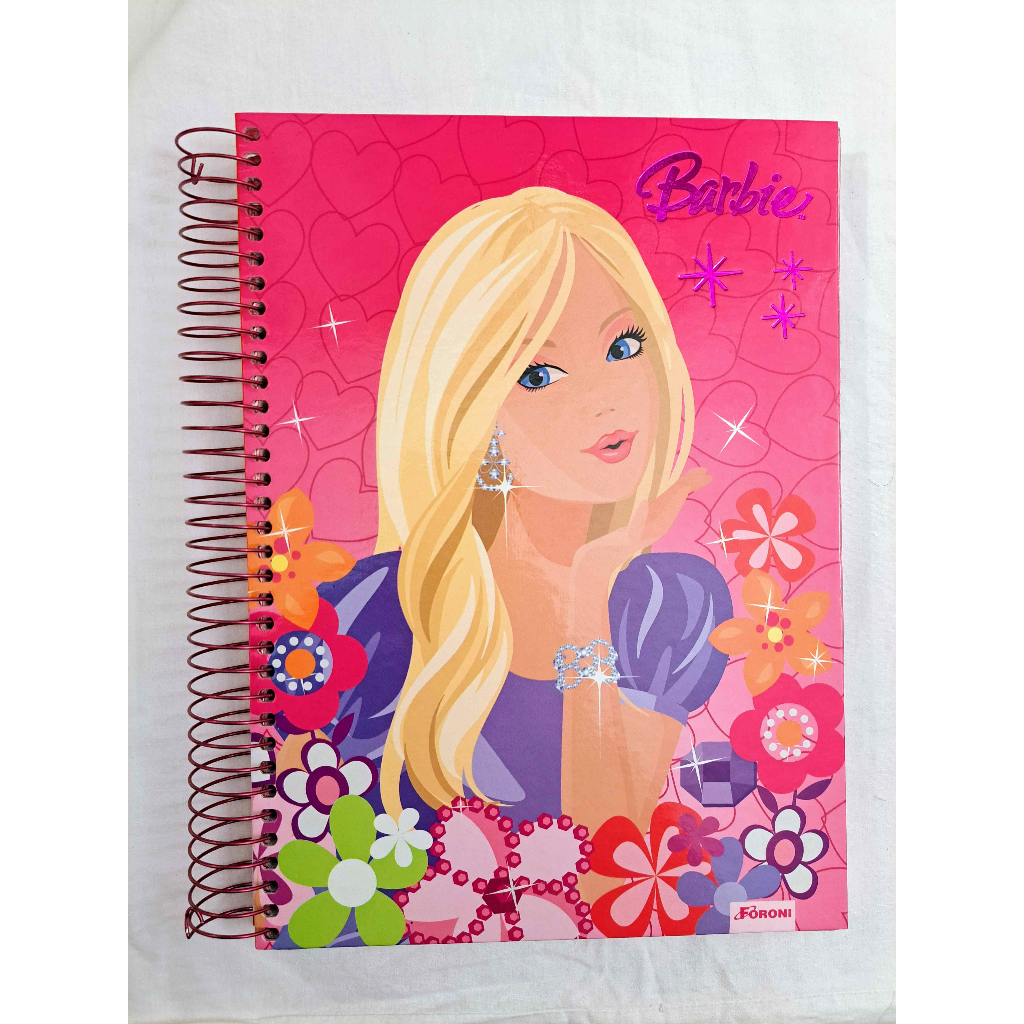 Caderno Universitário A4 Barbie 2008 Foroni 10 Mat. Produto novo ...