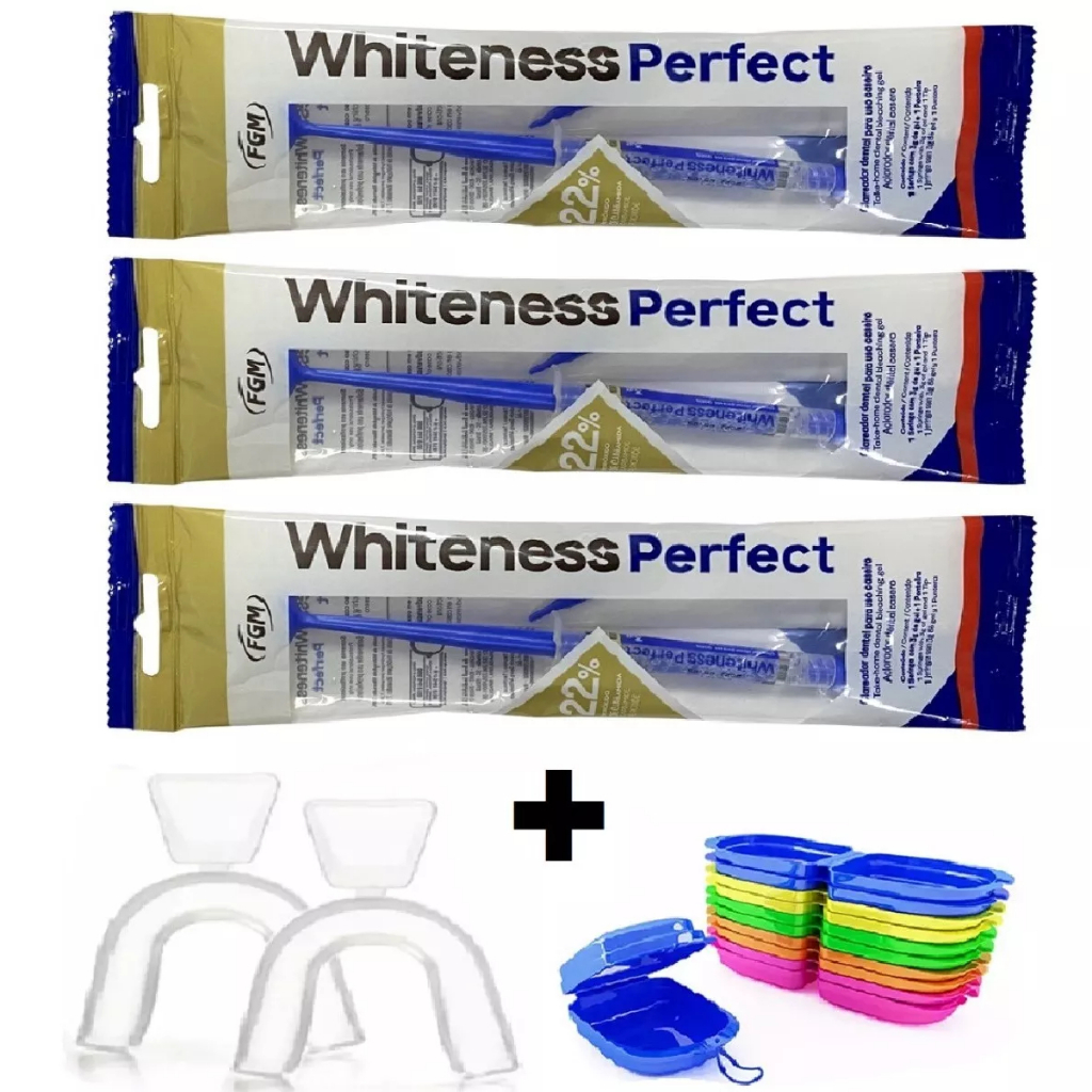 Kit 3 Seringas Clareador Dental Perfect 22% - Com Moldeira e Estojo