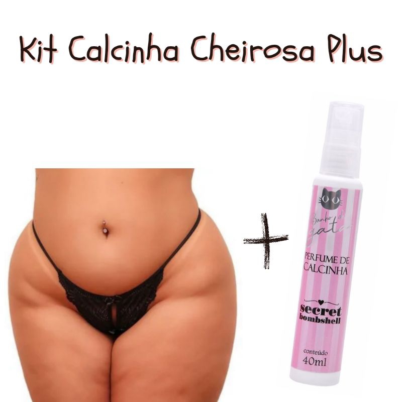 Kit Calcinha Cheirosa PLUS SIZE ( 1 Fio Dental G1 Secretária Apressadinha e 1 Perfume Intimo Feminino )