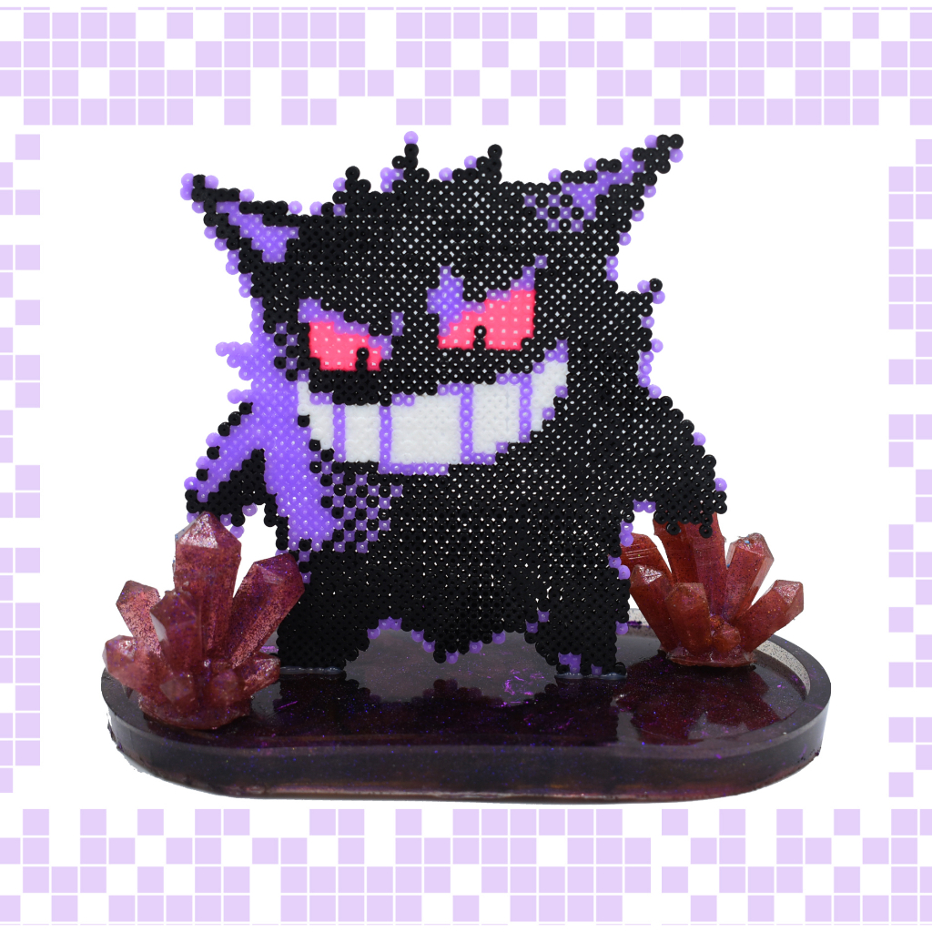 Pokemon Gengar 15cm Pixel Art Grande Perler Beads Figura Resina