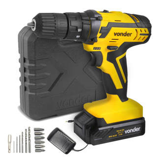 Parafusadeira Furadeira A Bateria Com Impacto 12V PFV012I Bivolt Com Kit Vonder