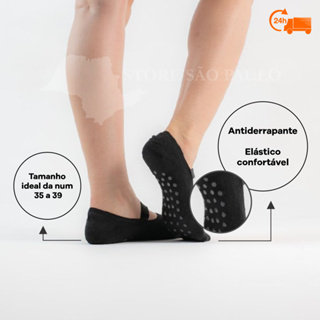 Kit 6 Pares Meia Sapatilha Antiderrapante Pilates Yoga Feminina