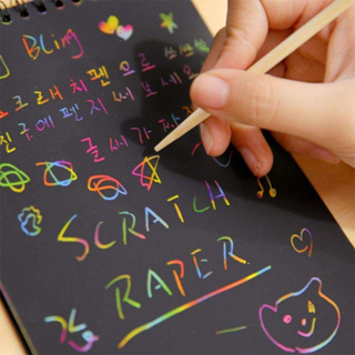 Kit 5 Blocos Caderno Grande Papel Mágico Raspadinha Colorida Desenho Note Scratch Raibow
