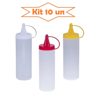 Kit 10 Bisnaga Maionese Catchup Mostarda Molho Pimenta Caseiro Tubo Para Lanchonete Bar Oferta