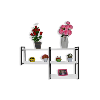 Nicho Suspenso Decorativo Metalon Prateleira MDF 60cm - Mod. Triplo Invertido - Cores Variadas - Quarto , Sala , Banheiro , Lavanderia