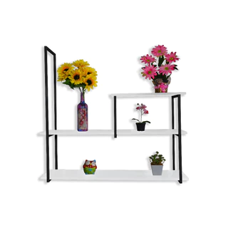 Nicho Suspenso Decorativo Metalon Prateleira MDF 60cm - Mod. Triplo - Cores Variadas - Quarto , Sala , Banheiro , Lavanderia
