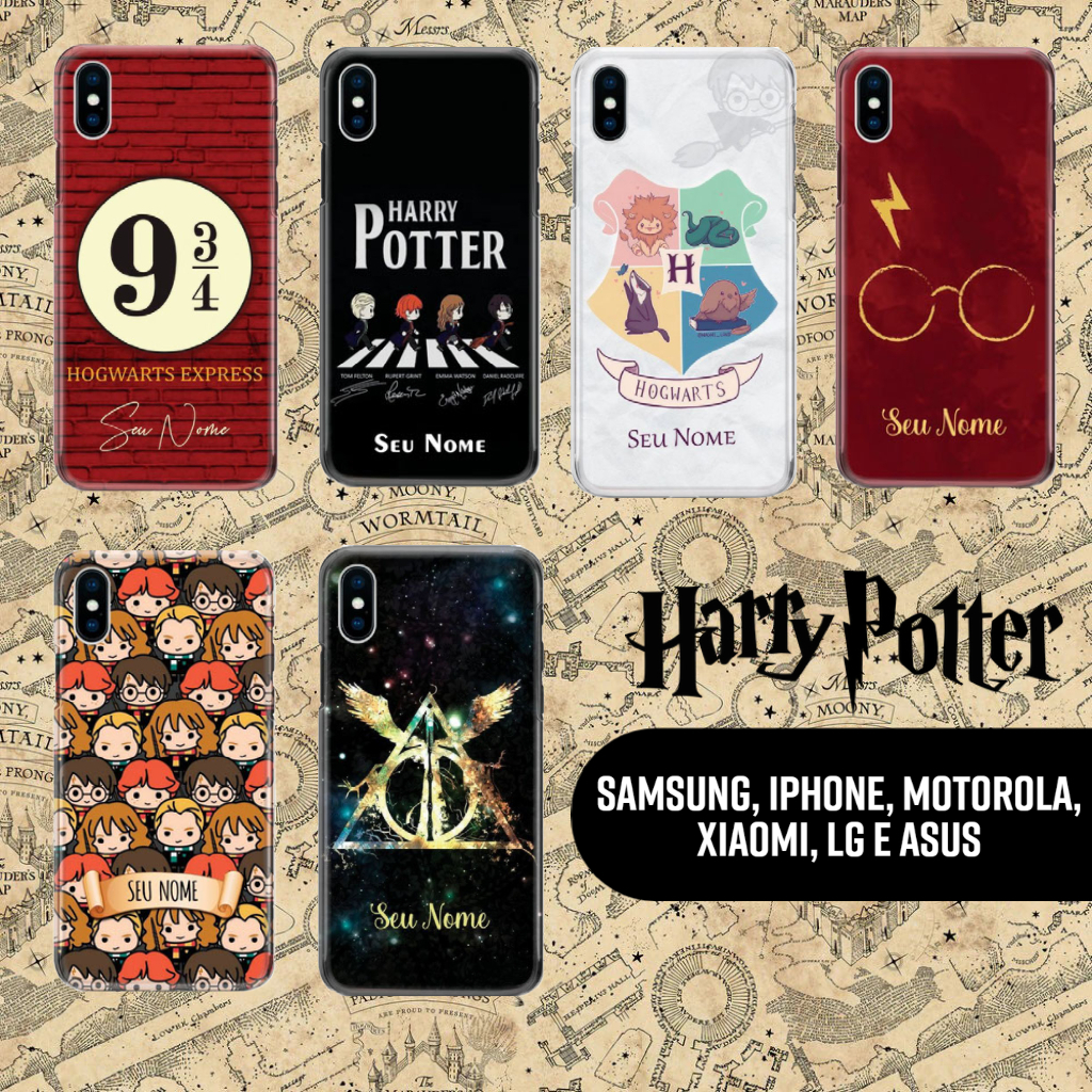 Capa Capinha Case de Celular Personalizada Harry Potter Escorrega o