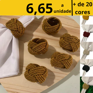Kit 4 e 6 Porta Guardanapo cordão São Francisco trançado 4 voltas - Conjunto Anel / Argola