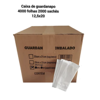 Guardanapo Sachê embalado caixa 4000 unidades 2000 sachês 12.5x20cm