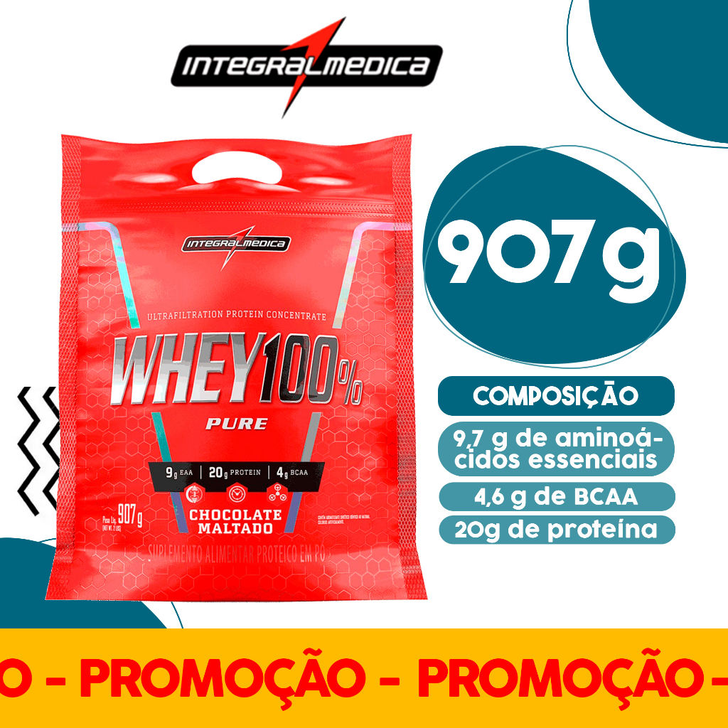 Whey Protein 100% Pure Concentrado 900gr Refil — Integralmedica 20gr proteina