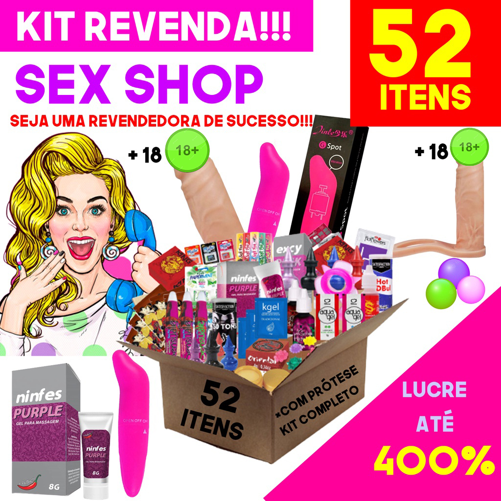 KIT SEX SHOP 52 PRODUTOS ERÓTICOS COMPLETO ADULTOS PRÓTESE PENIS + GOLFINHO  VIBRADOR SEXY | Shopee Brasil